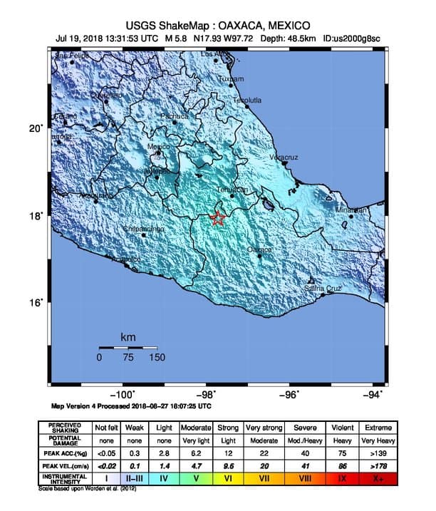Earthquake felt in Colombia, Peru, and Mexico on August 27, 2026